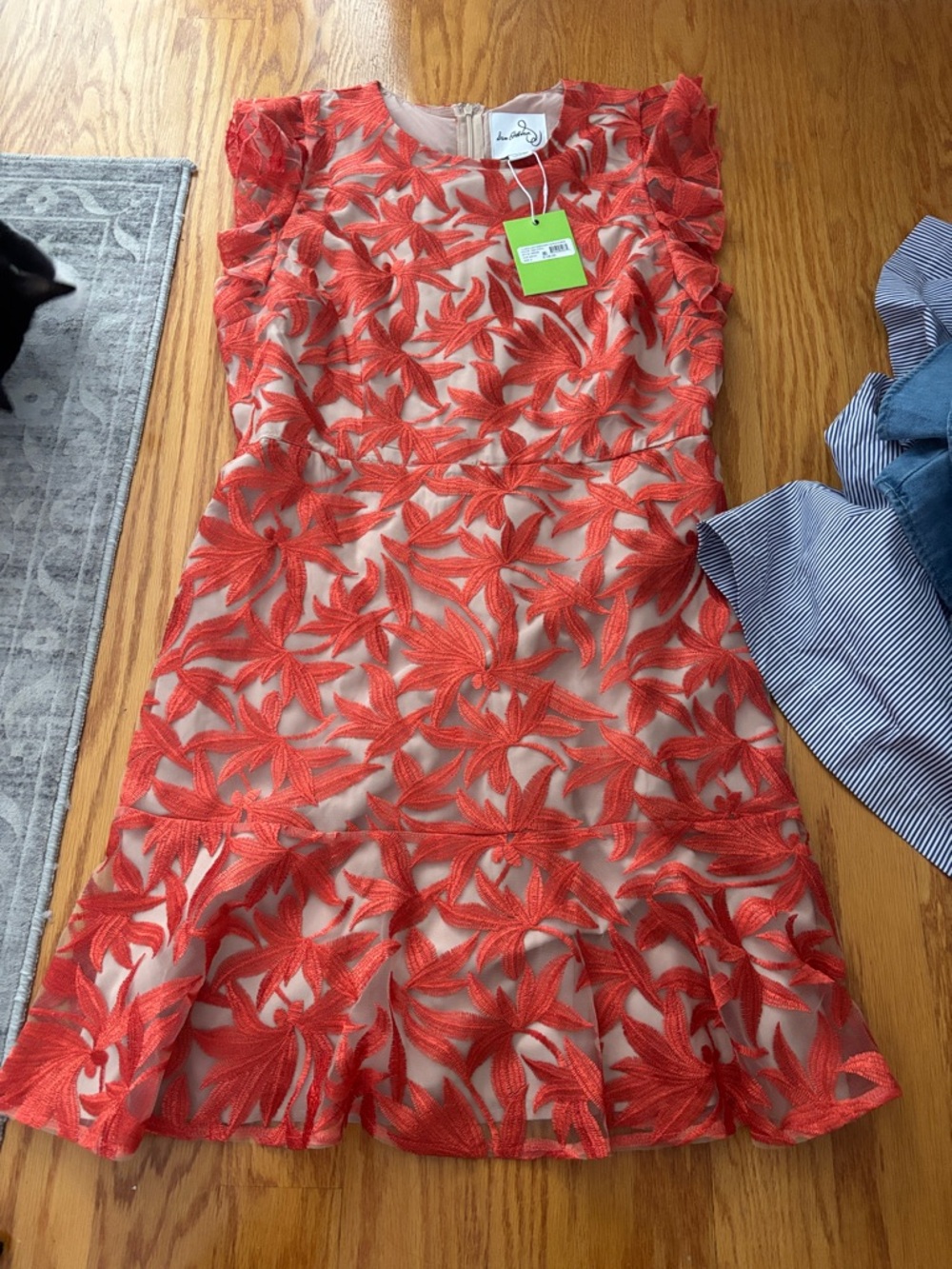 adidas Red Floral Lace Mini Dress